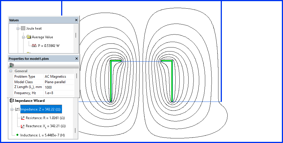 Microstrip transmission line magnetic field, resistance and Joule heat losses