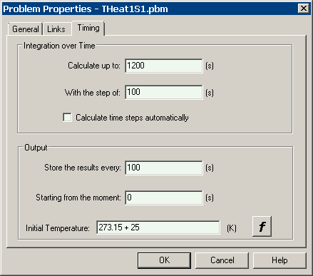 Initial temperature in transient heat transfer problems (2D)